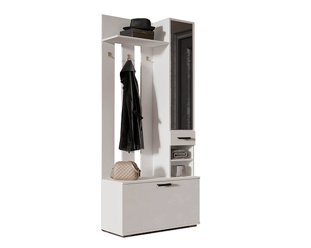 Вешалка с зеркалом Ника ВЗ 910 белый гладкий