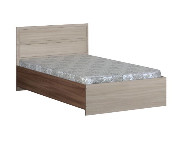 Кровать полуторная 1200-2 без матраса (прямые спинки) Ясень Шимо темный/Ясень Шимо светлый